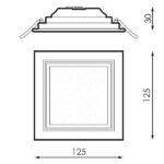 6W LED panelė KENTAU SQ matmenys