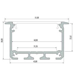 Įmontuojamas LED profilis INSO m