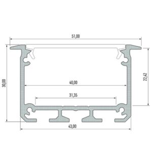 Įmontuojamas LED profilis INSO m