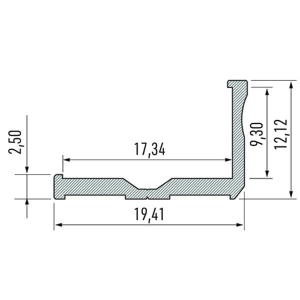 Surface LED profile E dimensions