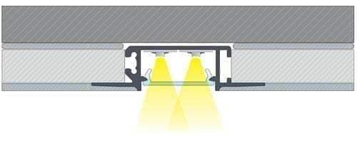 Užglaistomas LED profilis ZATI, anoduotas aliuminis 3m