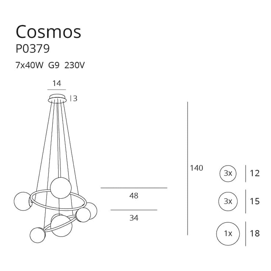 Pakabinamas šviestuvas Cosmos A2