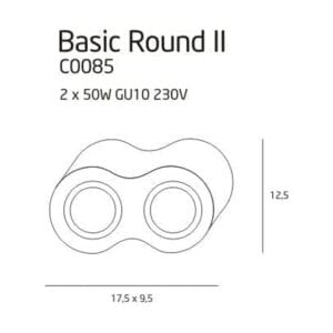 Lubinis kryptinis šviestuvas Basic Round 2 WH