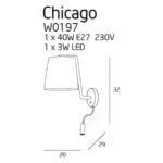 Sieninis šviestuvas Chicago BK + LED