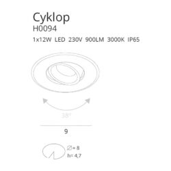 Įmontuojamas kryptinis LED šviestuvas Cyklop WH