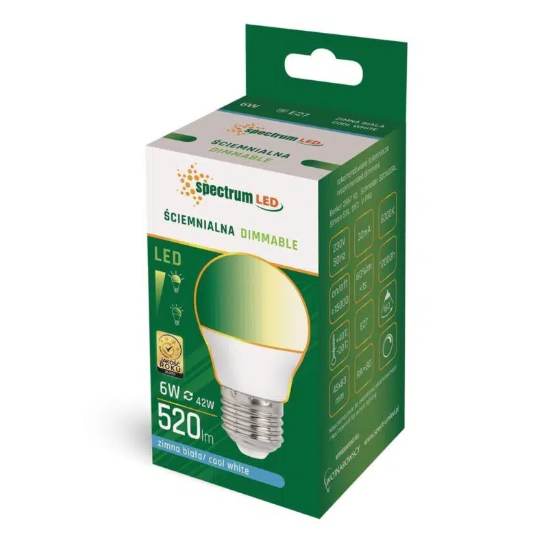 6W E27 Dimeriuojama 6000K BULB LED lemputė