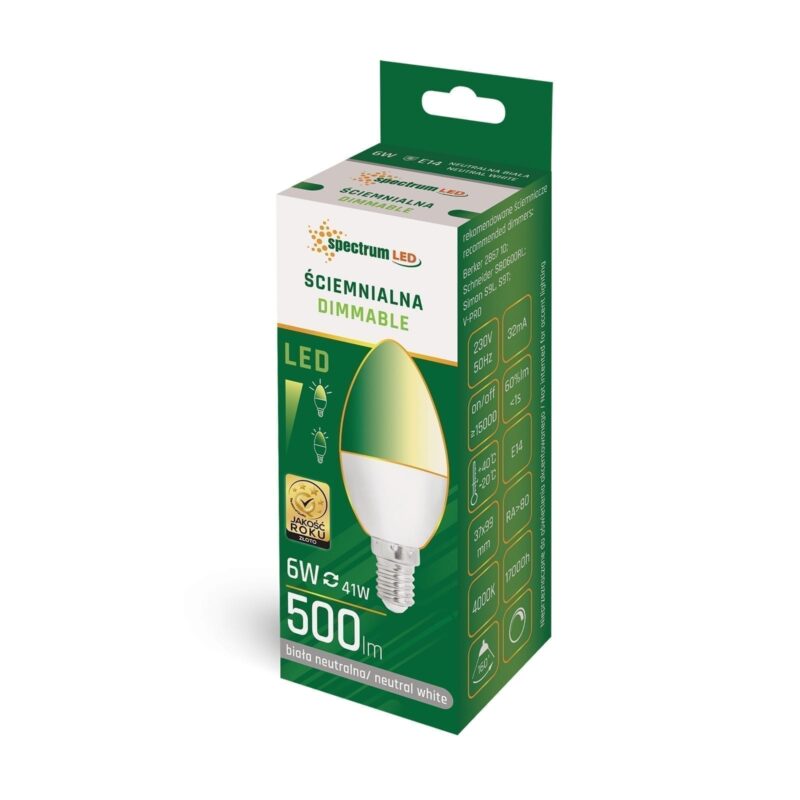 6W E14 Dimmable 4000K LED bulb candle