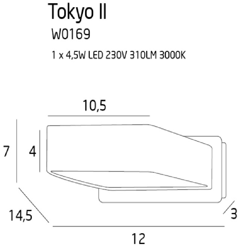 Sieninis LED šviestuvas Tokyo SQ Baltas