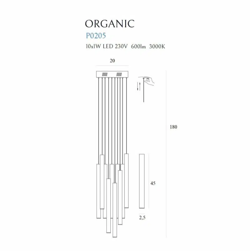 Pakabinamas LED šviestuvas Organic Vario Dimm