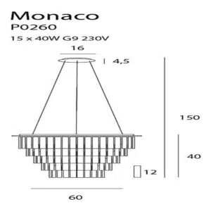 Pakabinamas šviestuvas Monaco ø60 chromas