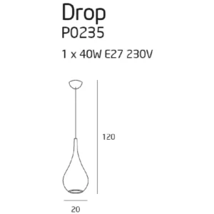 Pakabinamas šviestuvas Drop Baltas