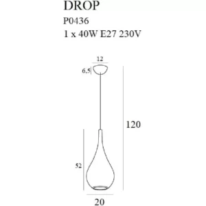 Pakabinamas šviestuvas Drop Auksinis Matinis