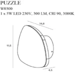 Sieninis šviestuvas Puzzle S juodas