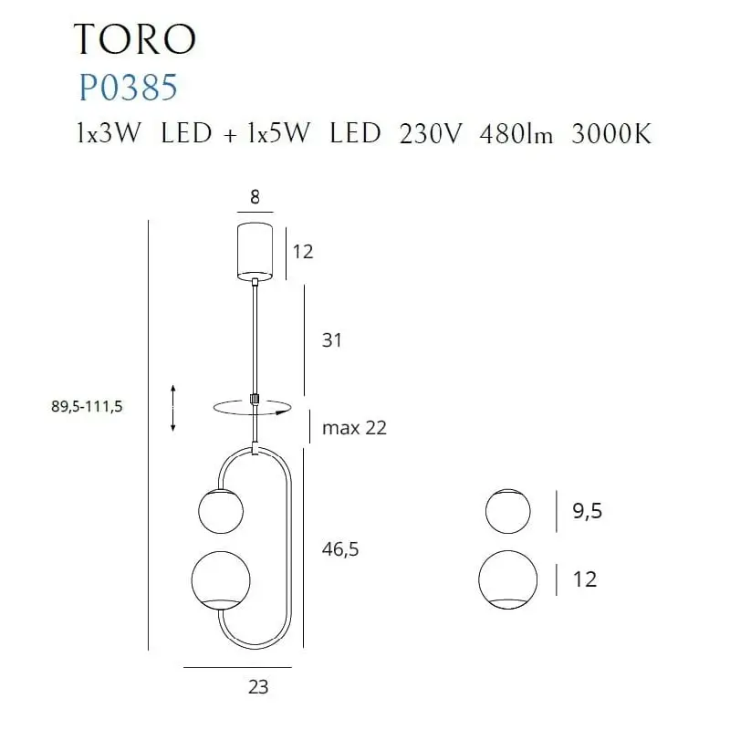 Pakabinamas šviestuvas TORO P0385