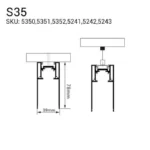 Paviršinės magnetinės sistemos bėgelis S35 1.5m