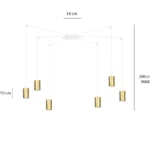 Pakabinamas šviestuvas TRAKER 6 Baltas/Auksinis 527/6
