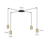 Pakabinamas šviestuvas TRAKER 4 Juodas/Auksinis 526/4