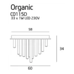 33W Lubinis šviestuvas ORGANIC, Juodas, 3000K, DIMM, Triac