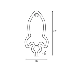 LED Neoninis ženklas ROCKET, 3000K, 13.5x2x27cm, IP20, 3xΑΑ/USB