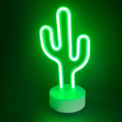 LED Neoninis ženklas CACTUS, Žalia, 15x10x25.5cm, IP20, 3xΑΑ/USB