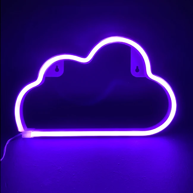 LED Neoninis ženklas Cloud, Violetinė, 29.5x2x18.5cm, IP20, 3xΑΑ/USB
