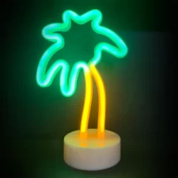 LED Neoninis ženklas PALM, Žalia/Geltona, 17x10x26cm, IP20, 3xΑΑ/USB