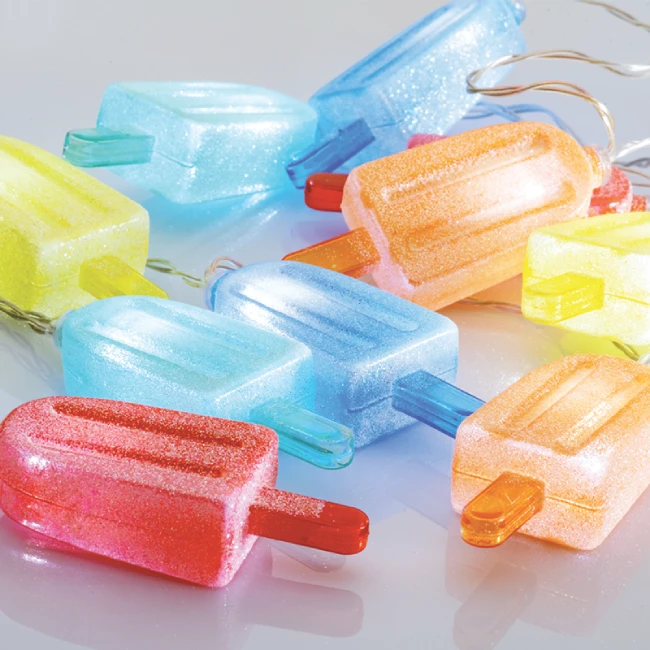 LED Girlianda PLASTIC ICE-CREAMS, 6000K, IP20, 3xAA, 135+30cm
