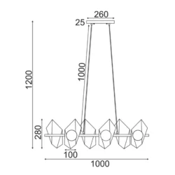 Pakabinamas LED šviestuvas POLYGON, Auksinis, HL42596P100BG