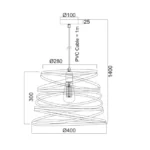 Pakabinamas LED šviestuvas METALIC JAZZ, Juodas, ⌀40, KS153840PB