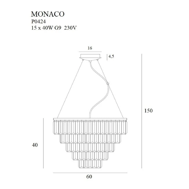 Pakabinamas LED šviestuvas MONACO, Auksinis, P0424