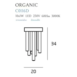 10W Lubinis šviestuvas ORGANIC, 3000K, Varis, C0116D