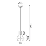 Pakabinamas LED šviestuvas DIAMONDRA, Dūmų stiklas, V371481PG