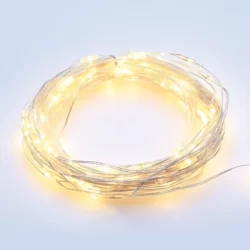 100 LED GIRLIANDA, 3000K, IP44, 10m+3m, Sidabrinė