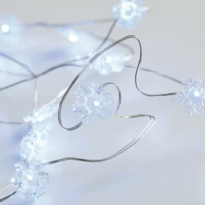 LED Girlianda SNOWFLAKE, 6000K, 2M+10CM, IP20, 2xAA