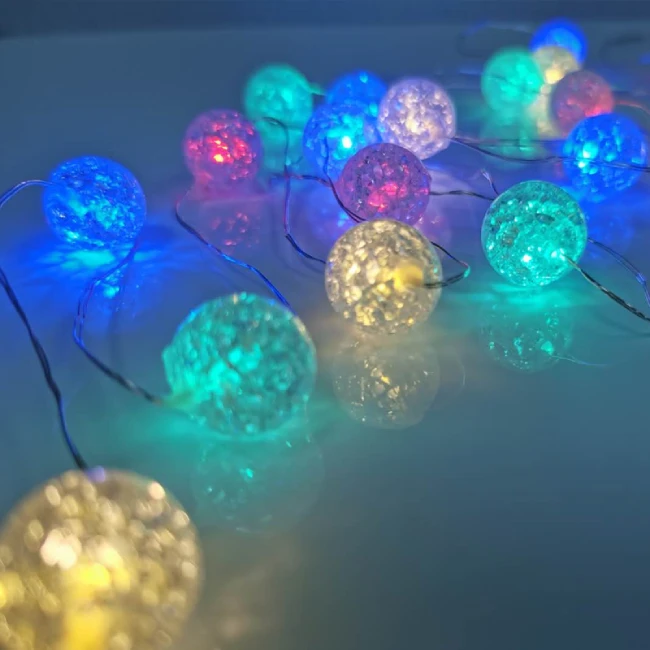LED Girlianda BALLS, RGB, 2M+10CM, IP20, 2xAA