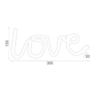 LED Neoninis užrašas "love", Rožinė, 35.5x2x13cm, IP20, 3xΑΑ/USB