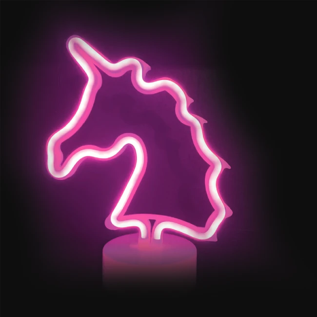 LED Neoninis ženklas Unicorn, Rožinė, 25x10x28cm, IP20, 3xΑΑ/USB