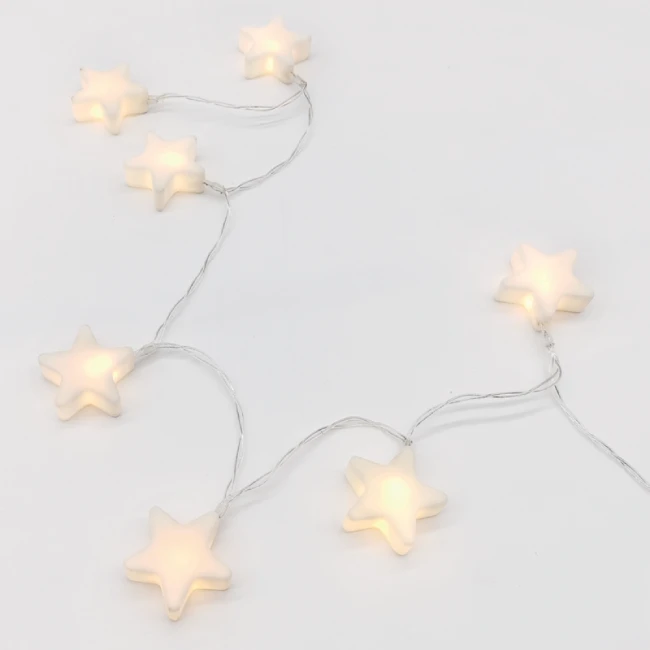 LED Girlianda PLASTIC STARS, 3000K, IP20, 3xAA, 135+30cm