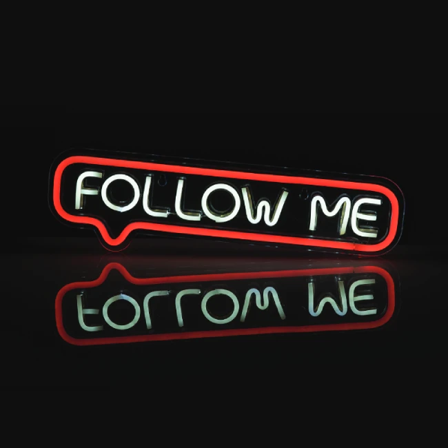 LED Neoninis užrašas "Follow Me", 42x1.6x12cm, IP20, 2M