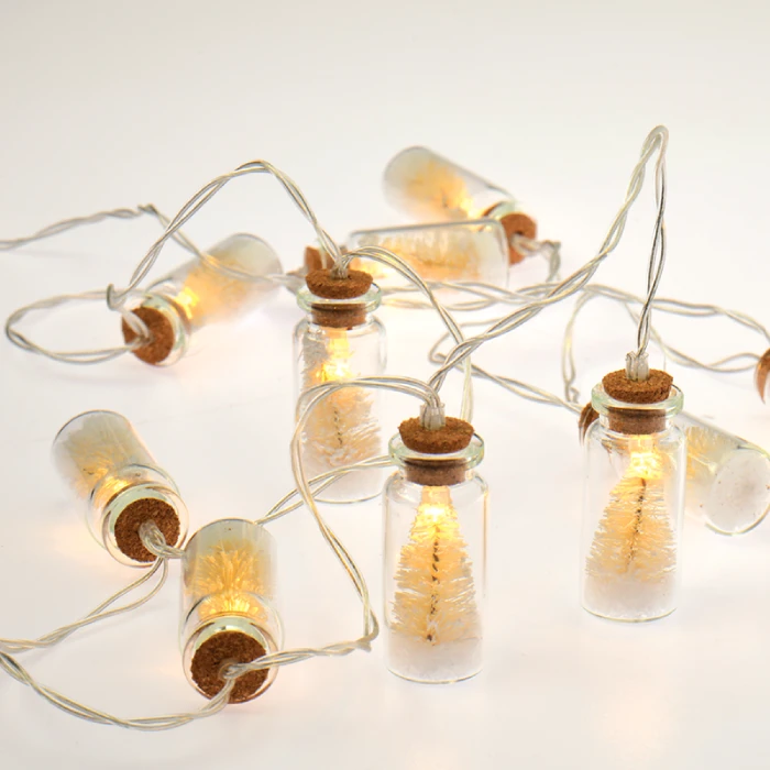 LED Girlianda MINI GLASS BOTTLE, 3000K, IP20, 2xAA, 135+30cm