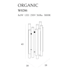 8W Sieninis šviestuvas ORGANIC, Juodas, 3000K