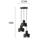 Pakabinamas LED šviestuvas NORTON 3/L, Juodas, 4185001