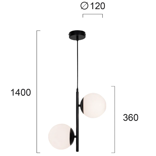 Pakabinamas LED šviestuvas ANOUK 2/L, Juodas/Baltas, 4233300