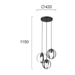 Pakabinamas LED šviestuvas MALOU 3/L, Juodas, 4233800