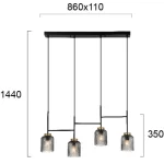 Pakabinamas LED šviestuvas ZAC 4/L, Juodas, 4247000