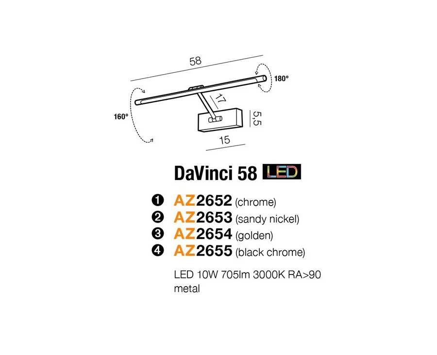Sieninis šviestuvas DAVINCI 58