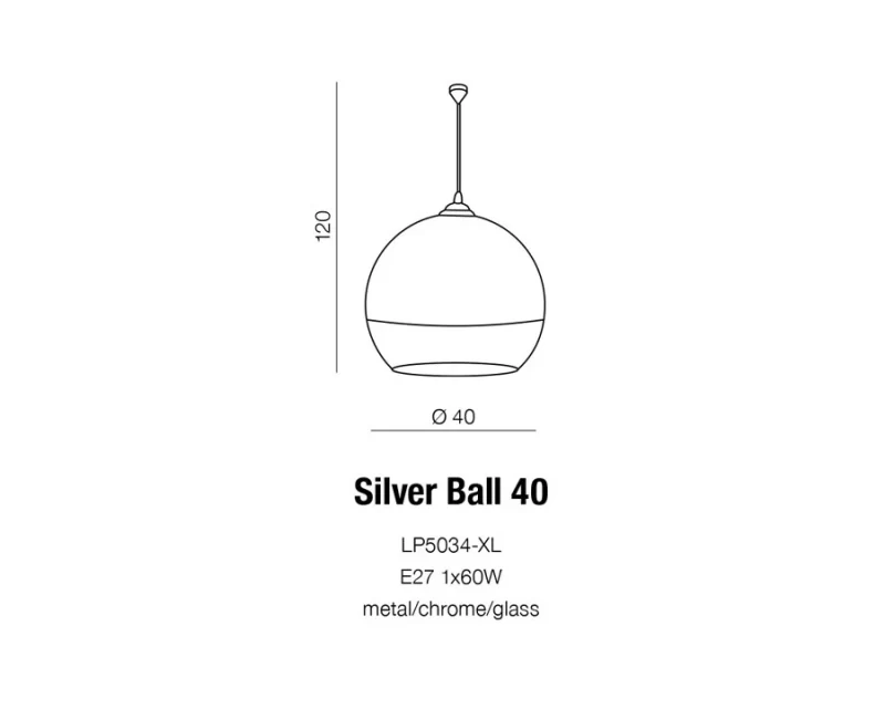 Pakabinamas šviestuvas SILVER BALL 40 AZ0734