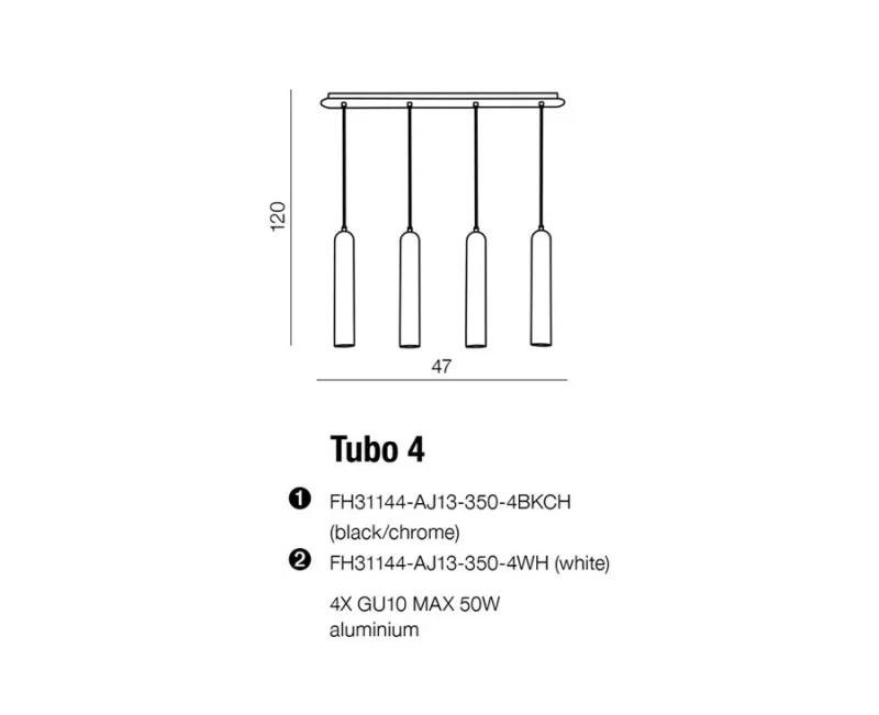 Pakabinamas šviestuvas TUBO 4 AZ1239