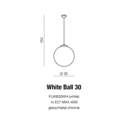 Pakabinamas šviestuvas WHITE BALL 30 AZ2516