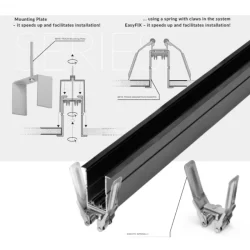 230V Paviršinė magnetinė sistema Beta juoda 1m